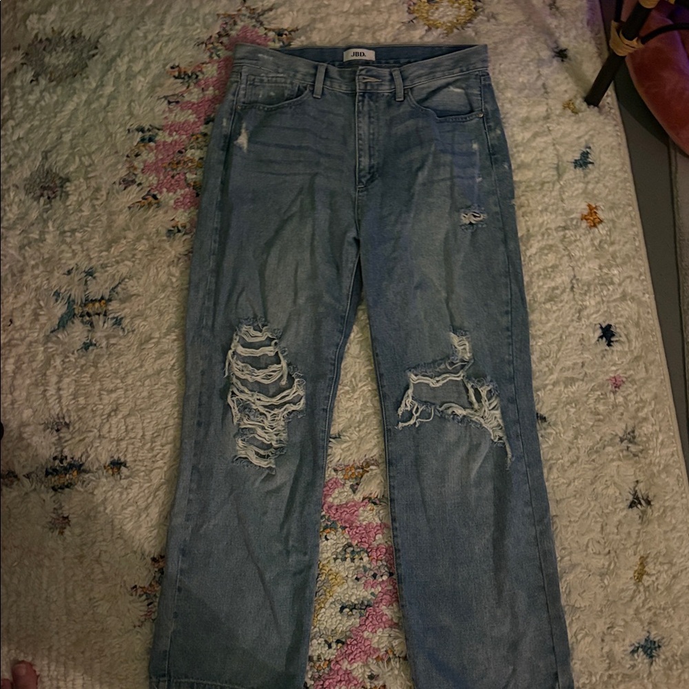Distressed Blue Jeans